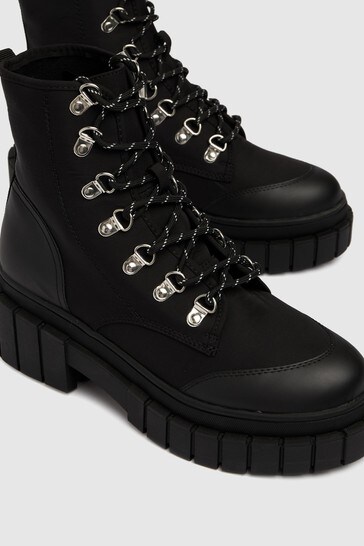 Black chunky hiker boots clearance
