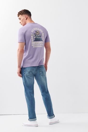 Purple Surf Organic Cotton Regular Fit Graphic T-Shirt
