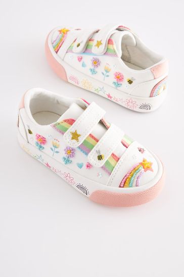 White Rainbow Embellished Standard Fit (F) Embellished Trainers