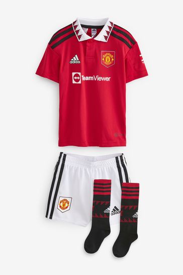 adidas Red Blank Manchester United 22/23 Kids Home Mini Kit