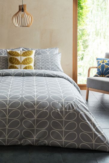 Orla Kiely Silver Linear Stem Duvet Cover and Pillowcase Set