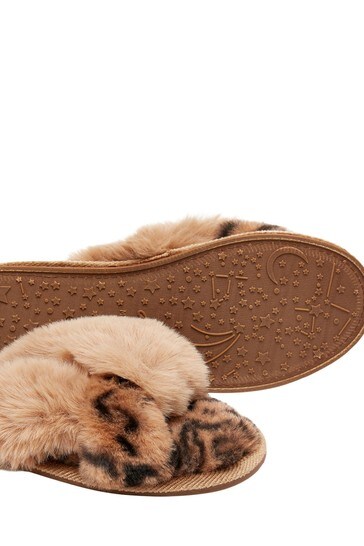 Buy Joules Womens Brown Mabelle Cross Strap Faux Fur Sliders from Next  Luxembourg