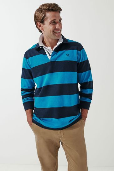 Crew Clothing Company Blue Heritage Stripe Rugby Top