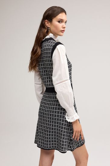 Black and white best sale pinafore dress