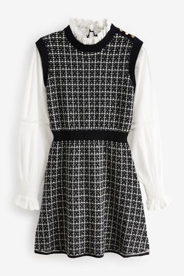 Black tweed shop pinafore dress