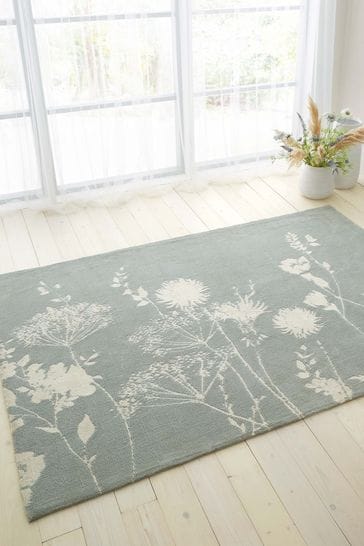 Catherine Lansfield Green Meadowsweet Floral Woven Rug