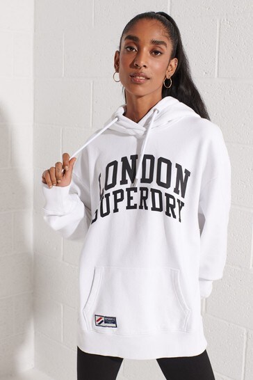 Superdry White City College Oversized Hoodie