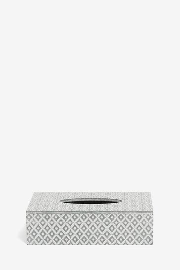 Grey Grey Geo Rectangular Tissue Box Cover