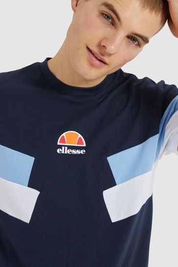 ellesse ELLESSE Sports Blue Colourblock Short Sleeve T-Shirt Mens S 