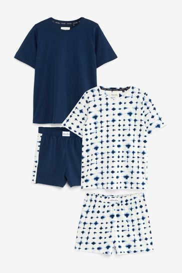 Blue/White Ikat 2 Pack Cotton Short Set Pyjamas