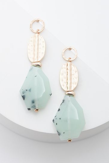 Blue Stone Statement Drop Earrings