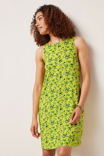 Lime Green Ditsy Floral Sleeveless Swing Mini Summer Dress