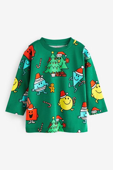 Green Mr Men Christmas Long Sleeve T-Shirt (3mths-8yrs)