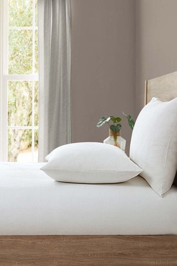 Lazy Linen White 100% Washed Linen Fitted Sheet