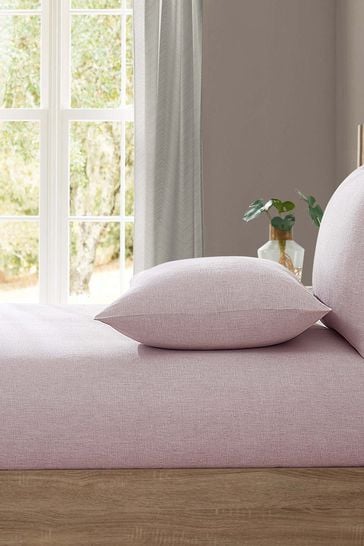Lazy Linen Pink 100% Washed Linen Fitted Sheet