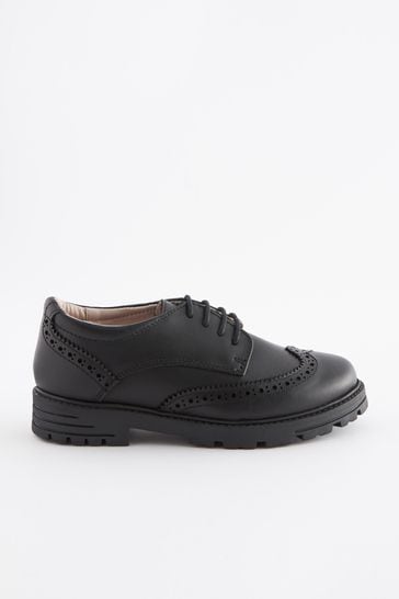 Buy Black Wide Fit G School Leather Brogue Shoes from Next Germany