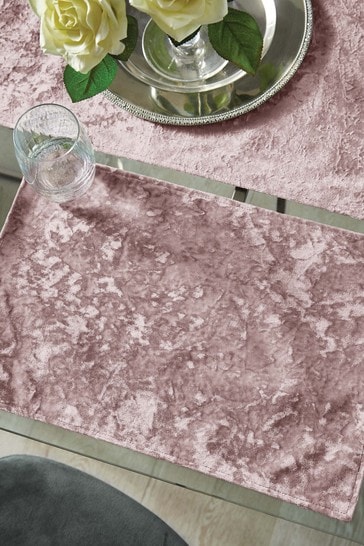 Catherine Lansfield Set of 2 Pink Crushed Velvet Placemats