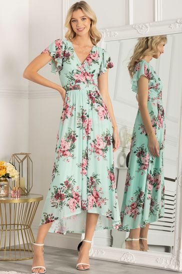 Floral flutter midi hotsell dress duck egg