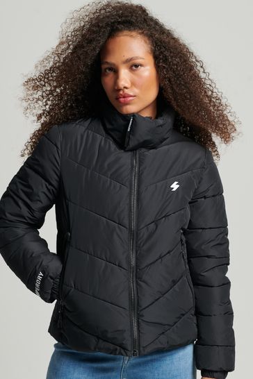 Buy Superdry Black Non Hooded Sports Puffer Jacket from Next