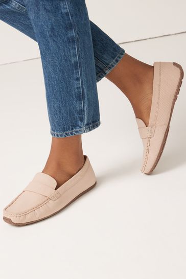 Blush Pink Extra Wide Fit Forever Comfort® Leather Driver Shoes