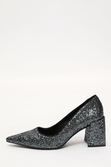 Jigsaw Grey Isabel Glitter Court Shoes