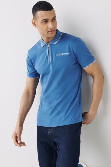 Blue Smart Collar Polo Shirt