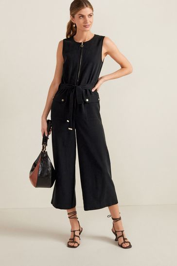 Black zipper jumpsuit on sale