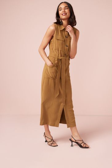 Midi sleeveless online shirt dress