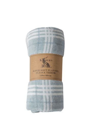 Gallery Home Blue Checked Rolled Fleece Throw