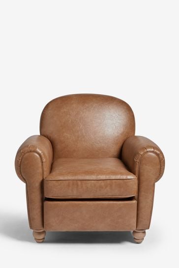Buy Vintaged Faux Leather Light Brown Arthur Large Club Armchair