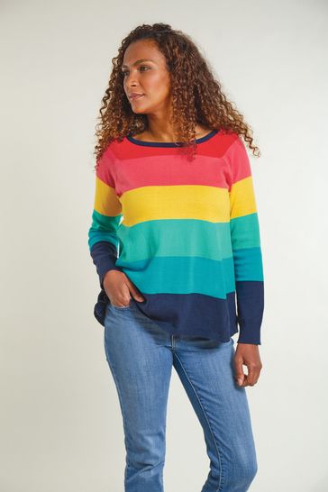Frugi Organic Cotton Blue Rainbow Knitted Maternity Jumper