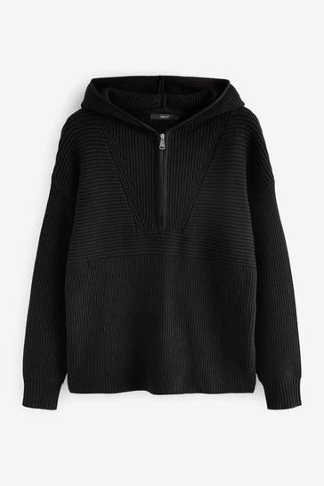 Black outlet ribbed hoodie