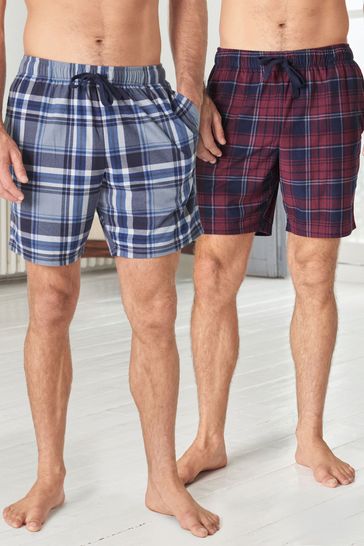 Buy Blue Plum Check Shorts Motion Flex Cosy Pyjama Bottoms 2 Pack from Next Luxembourg