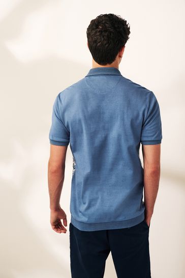 Buy Blue Zig Zag Pattern Polo Shirt from Next Latvia
