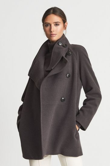 Aubergine cheap wool coat