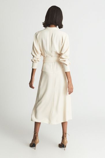 Reiss Neutral Darcy Regular Belted Midi Shirt Dress