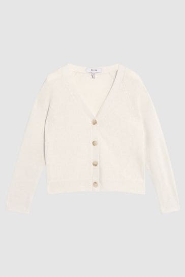 Buy Reiss White Amelia Jr Junior Button Up Cardigan from Next