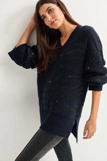 Blue sequin jumper clearance