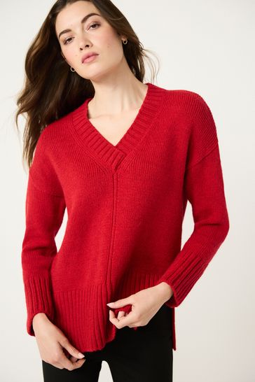Buy Red V Neck Jumper from Next Luxembourg