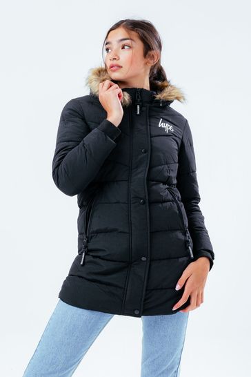 Hype. Black Girls Fitted Parka Jacket