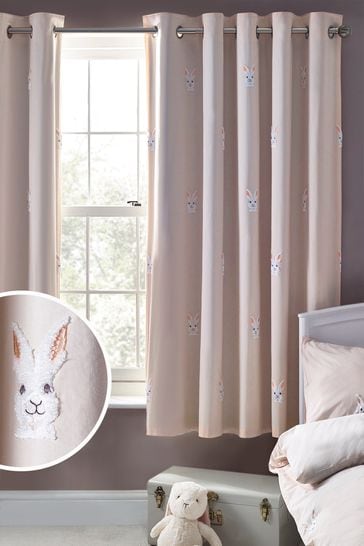 Pink Tufted Bunny Eyelet Blackout Curtains