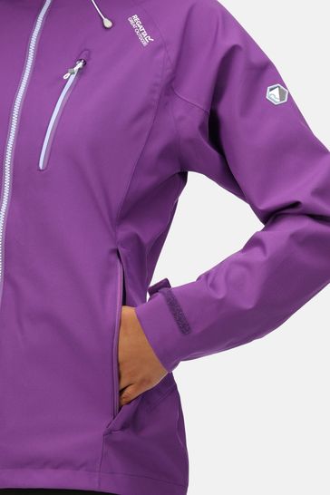 Regatta Womens Birchdale Waterproof Hooded Jacket Top Blue Purple Sports