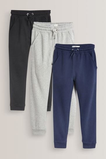 Buy Navy Blue/Grey/Black Soft Jersey Joggers 3 Pack (3-16yrs) from Next  Luxembourg