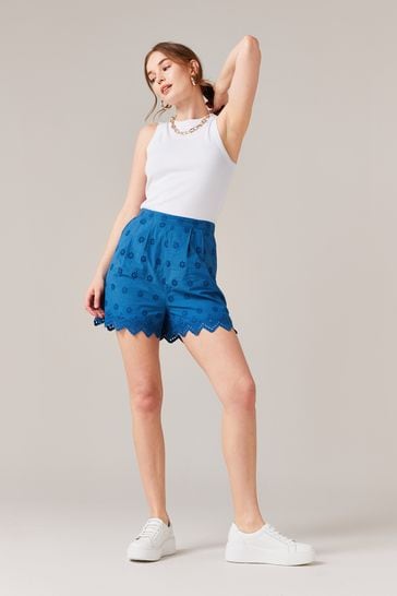 Cobalt Blue Embroidered Shorts