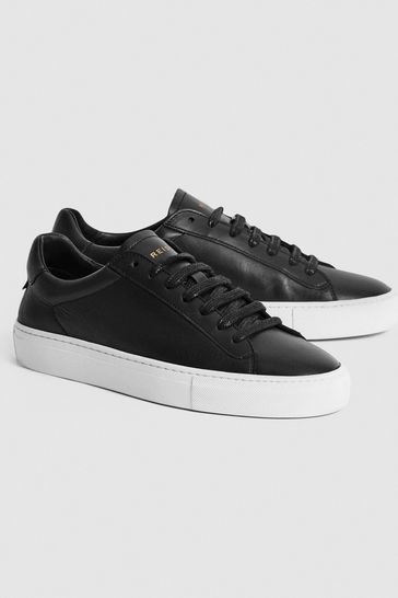 Buy Reiss Black Finley Leather Contrast Sole Trainers from Next