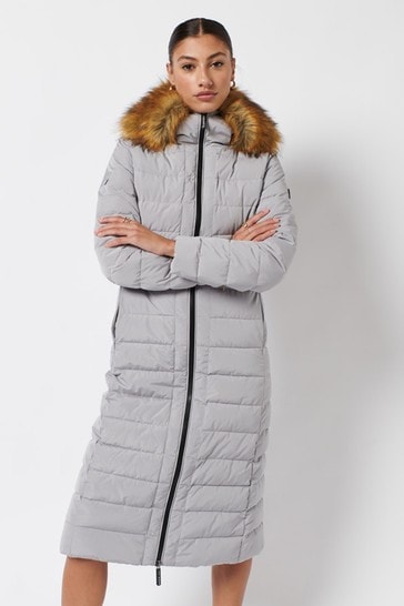 Superdry Grey Arctic Longline Puffer Coat