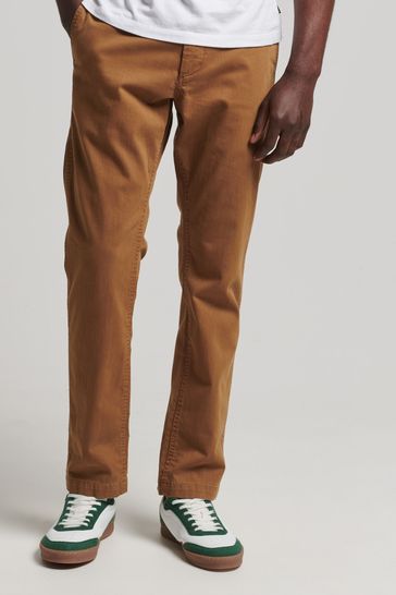 Superdry Brown Officers Slim Chino Trousers