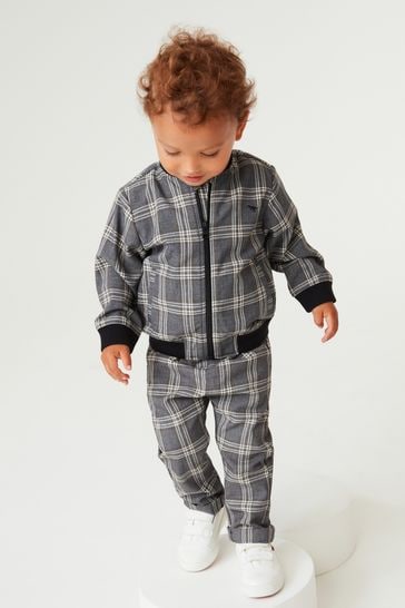 Grey check bomber jacket clearance