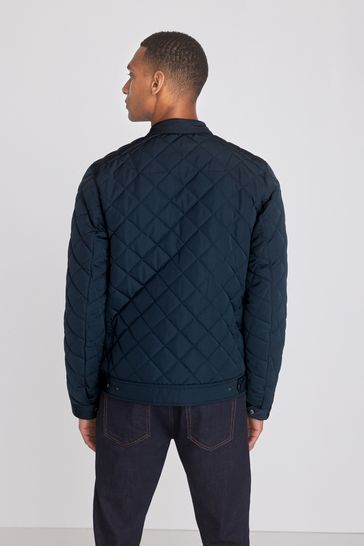 Navy racer neck jacket outlet