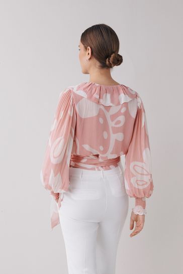 Pink long sleeve ruffle sale top